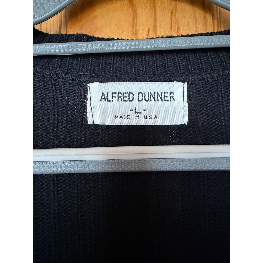 Alfred Dunner Vintage Black Cable Knit Button Front Cardigan Sweater Womens L - Picture 4 of 6